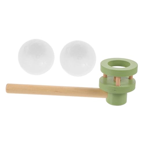 Toddmomy Holz Blasball Spiel Grün Schweben und Balancieren für Atmung und Koordinationsübung Tragbares Indoor Outdoor Lernspielzeug für Eltern Junge Mädchen Interaktion von Toddmomy