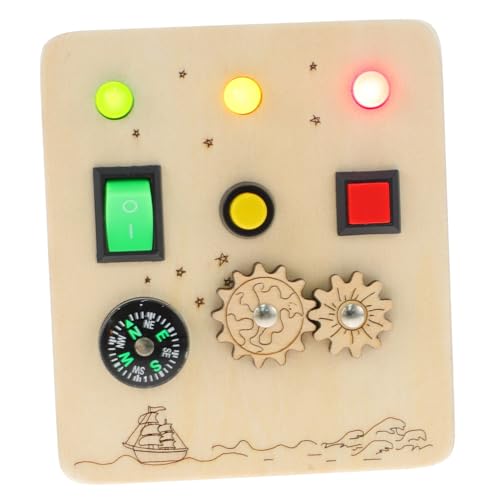 Toddmomy Holz Busy Board mit Lichtschalter Simulation Montessori Lernspielzeug für Kreativität Feinmotorik und Problemlösung Sicherer Wahrnehmung Spielspaß von Toddmomy