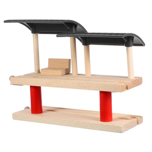 Toddmomy Holz Doppelstock Zug Station Plattform Robustes DIY Zubehör für Kreative Fördert Vorstellungskraft und Problemlösung Sicheres Holzmaterial Geeignet für Holzeisenbahn Sets von Toddmomy