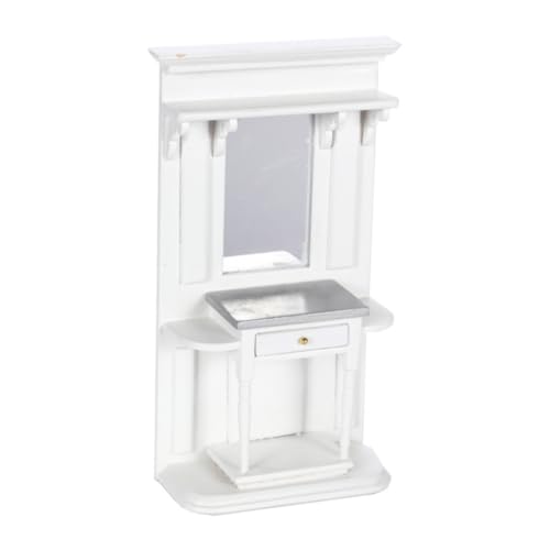Toddmomy Holz Dressing Table mit Spiegel Praktisches DIY Puppenhaus Möbel Realistische Miniatur Schminktisch Langlebiges Holzmodell für Puppenhaus Zubehör und Dekoration von Toddmomy