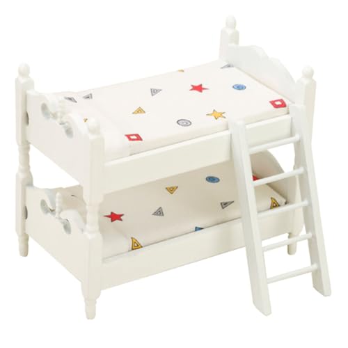 Toddmomy Holz Etagenbett Modell Realistisches Robustes Puppenbett aus Holz und Leicht Platzsparend Dekoratives Möbel für Puppenhäuser und Sammlungen von Toddmomy