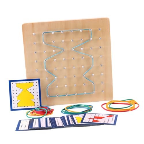 Toddmomy Holz Geoboard Nagelbrett Mathe Lernspielzeug für Grundschulkinder Montessori Lernhilfe Pädagogisches Pegboard Kreatives Formenverständnis von Toddmomy