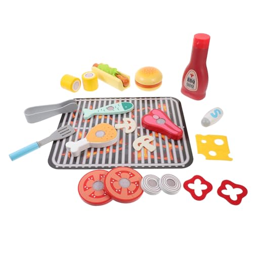 Toddmomy Holz Küchenspielzeug für Realistisches BBQ Grill Handliche Holz Lebensmittel zum Schneiden Fördert Feinmotorik und Kreativität Sicher und Langlebig von Toddmomy