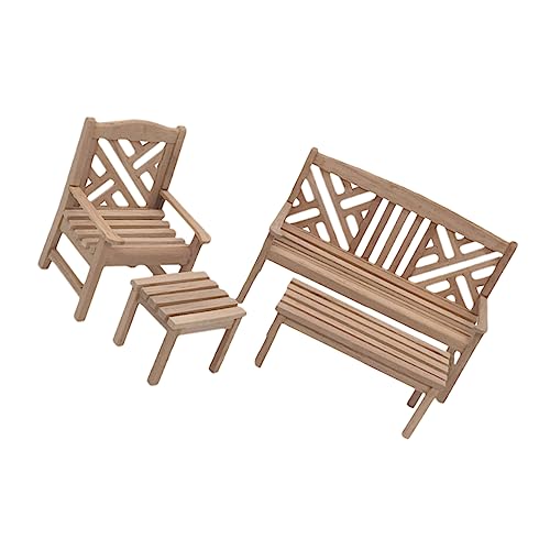 Toddmomy Holz Teilig Mini Tisch Stühle Simulation Dekoration für Spiel und Micro Landschaft von Toddmomy