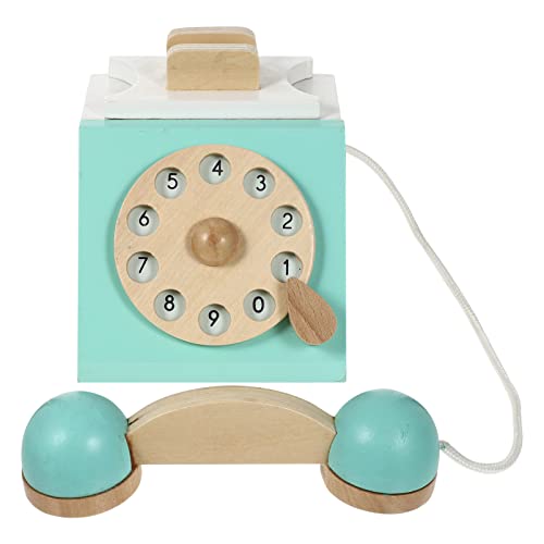 Toddmomy Holz Telefon Spielzeug Dial Telefon Baby Telefon Spiel Spielzeug Early Education Story Machine Für Kinder Kleinkind Kind Kinder ohne Batterie, Blau, 13x12x12 cm. von Toddmomy