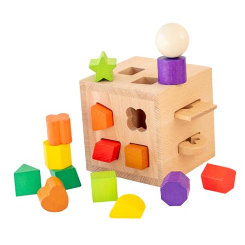 Toddmomy Holzpuzzle Aktivitätswürfel Montessori Lernspielzeug für Ab Jahren Geometrisches Formen Matching und Farberkennung Fördert Kreativität und Motorische Entwicklung von Toddmomy