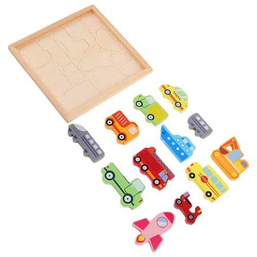 Toddmomy Holzpuzzle Fahrzeugset Montessori Steckpuzzle für Kleinkinder Kindergarten Motorikspielzeug Frühförderung Kreativität Familienzeit von Toddmomy