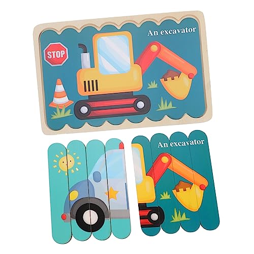 Toddmomy Holzpuzzle Lernspielzeug für Jungen und Mädchen Ab Jahren Pädagogisches Steckspiel mit Holzstäbchen Fördert Hand Auge Koordination und Aufmerksamkeit Seitiges Cartoon BAU und von Toddmomy