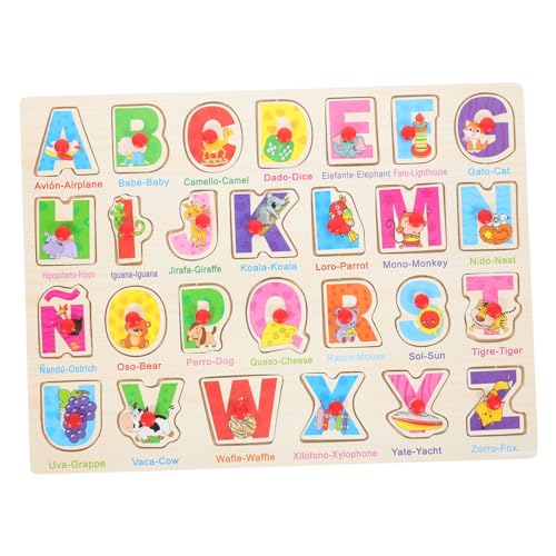 Toddmomy Holzpuzzle für Kleinkinder Buntes Montessori Lernspielzeug aus Holz Robustes Steckspiel mit Spanischen Buchstaben und Zahlen Fördert Formen und Farberkennung Frühkindliche von Toddmomy