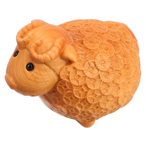 Toddmomy Holzschnitzerei-Ornamente Tierische Verzierungen Exquisite Tierskulptur Aus Holz Mini-schaffiguren Schaf-Dekoration Für Zu Hause Tierfigur Aus Holz Light Brown Hölzern von Toddmomy