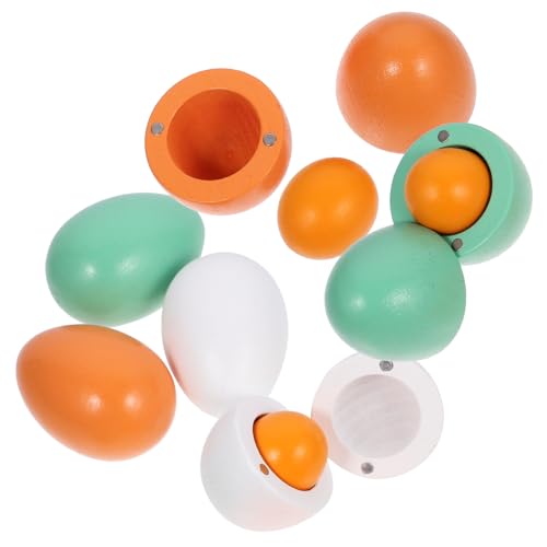 Toddmomy Holzspielzeug Eier zum Rollenspiel Buntes Realistisches Holz Eiermodell mit Halter Pädagogisches Food Play Toy für Feinmotorikförderung und Eltern Junge Mädchen Interaktion von Toddmomy