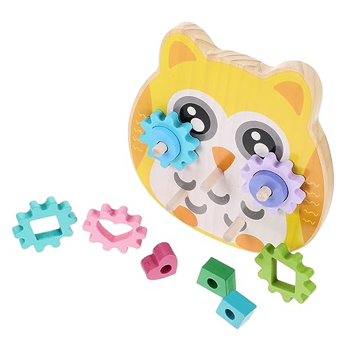 Toddmomy Holzspielzeug Geometrische Formen Bausteine Lernspielzeug für Montessori Motorikwürfel mit Zahnrädern und Säulen Fördert Kreativität und Logisches von Toddmomy