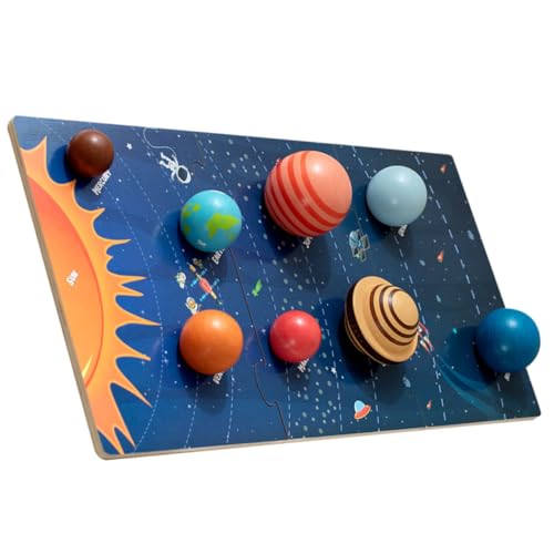 Toddmomy Holzspielzeug Sonnensystem Puzzle Lernspielzeug Montessori Planetenerkennung Teiliges Kognitive für Vorschulkinder Jungen Mädchen von Toddmomy