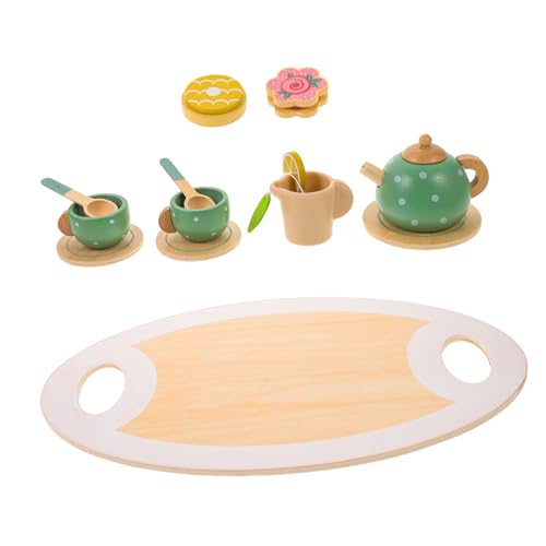 Toddmomy Holzspielzeug Tee Set Kinderspielzeug für Mädchen Rollenspiel Teeservice Sicheres Holzspielzeug für Kreative Nachmittags Tee Partys Pädagogisches Spielhaus Zubehör von Toddmomy