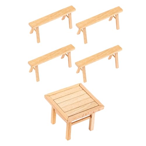 Toddmomy Holzspielzeug Tisch und Stühle DIY Holzpuzzle Konstruktionsspielzeug Natürliches Holzmaterial Handgefertigt Pädagogisch Wertvoll Kindgerecht Kreatives Miniaturmöbelspielzeug von Toddmomy
