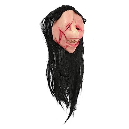 Toddmomy Horror mit Langhaar Verstellbare Gruselmaske für Erwachsene Realistische Halloween Gesichtsbedeckung Leichter Komfort für Cosplay und Halloween Partys von Toddmomy