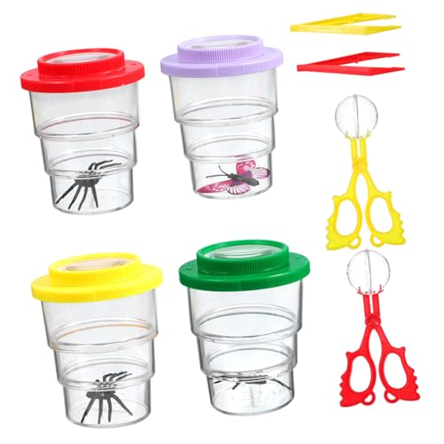 Toddmomy Insekten Sammelset Teilig mit Vergrößerungsglas und Beobachtungsbehälter für Schmetterlinge und Kleine Tiere Inklusive Pinzette und Clips für Präzises Handling für Outdoor von Toddmomy