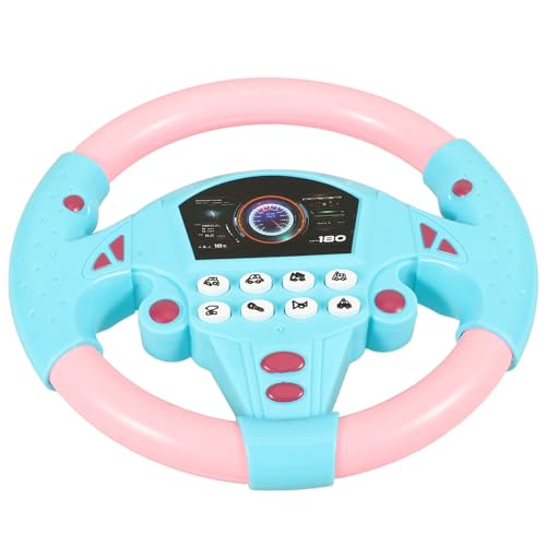 Toddmomy Interaktives Pädagogisches Simulations-Lenkradspielzeug Für Autositz Und Zum Spielen Zu Hause Entwickelt Hand-Auge-Koordination Und Musikalische Fähigkeiten Rosa/Blaues PVC-Design von Toddmomy