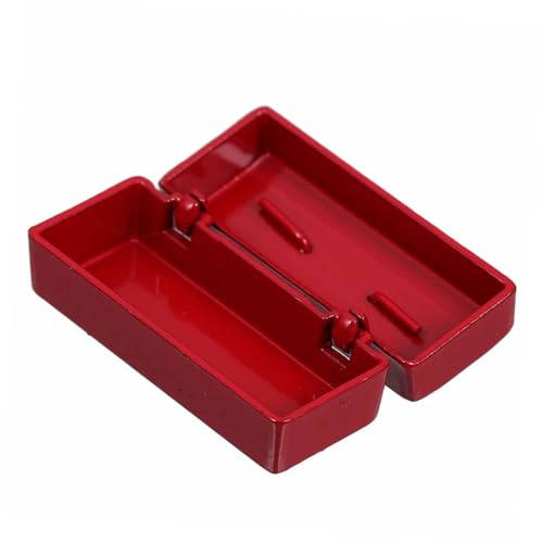 Toddmomy Kasten Kleine Werkzeugkiste Zubehör Gebäude Szene Miniaturen Modern Winzig Puppe Kreative Miniaturspielzeuge Dollhouse Decor Miniatursachen Rot Legierung von Toddmomy