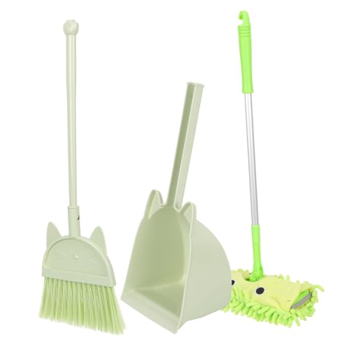 Toddmomy Kinderkehrset mit Kleinem Besen Kehrschaufel und Mop in Zartgrün Pädagogisches für Jungen und Mädchen Fördert Hausarbeitsfähigkeiten und Lernen Langlebiges Material Platzsparend von Toddmomy