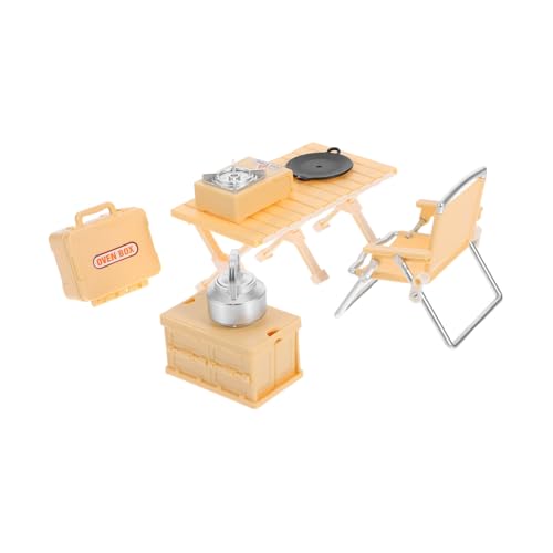 Toddmomy Klappstuhl Kleinkind Miniaturhaus Kit Outdoor-Spielsets Mini Möbelmodelle küche spielset Kindercampingausrüstung Kinderklappstuhl Mini Möbelartikel Herd Playset Plastik Gelb von Toddmomy