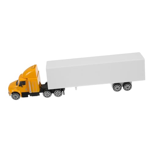 Toddmomy Kraftvoller Container Truck für Realistisches Transportfahrzeug Gelbem Fahrerhaus und Weißer Karosserie für Sammler zur Geburtstagsfeier von Toddmomy