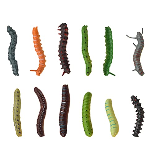 Toddmomy Kunststoff-Raupenspielzeug, künstlicher Wurm, Krabbelsimulation, lebensechtes Raupenmodell, pädagogisches Lernspielzeug, Halloween, Streich, Trick, Witz-Requisiten (zufälliger Stil), 24 Stück von Toddmomy