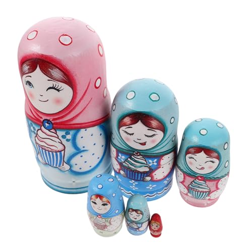 Toddmomy Lagige Russische Nesting Dolls aus Holz Handbemalt Pädagogisches Stapelspielzeug für Kleinkinder Fördert Logisches Feinmotorische Fähigkeiten Leicht und Tragbar Traditionelles von Toddmomy