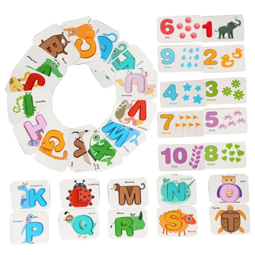 Toddmomy Lernkarten Alphabet Doppelseitige Erkennungskarten aus Holz Vorschulspielzeug zur Buchstaben Zahlenförderung Gedächtnis Koordinationsspielzeug für Kleinkinder von Toddmomy