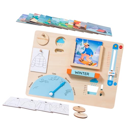 Toddmomy Lernspiel Wettertafel aus Holz Pädagogisches für Ab Jahren Montessori Wetterstation Lernspiel Fördert Konzentration Farben und Vorschulspielzeug von Toddmomy