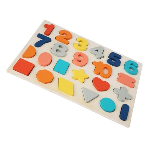 Toddmomy Lernspielzeug Holzbausteine Zahlen Buchstaben Puzzle Pädagogisches Steckspiel für Vorschule mit Farbigen Formen zur Kognitiven Entwicklung und Eltern Junge Mädchen Interaktion von Toddmomy