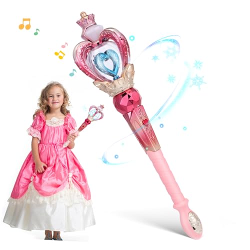 Toddmomy Leuchtender Zauberstab für Junge Mädchen mit Drehendem Lichteffekt Musikfunktion Sicherem Robustem Material Magisches für Weihnachten Halloween Geburtstage und Kinderpartys von Toddmomy