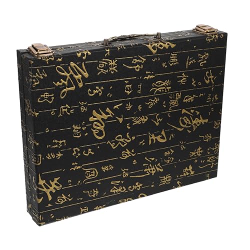 Toddmomy Mahjong Aufbewahrungsbox aus Holz mit Elegantem Reliefmuster Großer Stauraum für Spielsteine Vielseitiger Organizer für Mahjong Schach und Brettspiele Stilvolle Rechteckige von Toddmomy