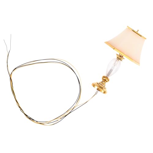 Toddmomy Maßstab Filigrane Miniatur Nachttischlampe aus Robustem Material Elegante Goldene Dekoration für Puppenhaus Schlafzimmer und Micro Szenen von Toddmomy