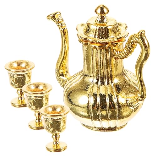 Toddmomy Maßstab Mini Puppenhaus Küchen Zubehör Vintage Stil und Tasse Goldfarben Dekoratives Mini Haus Accessoire für DIY Puppenmöbel von Toddmomy