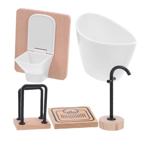 Toddmomy Maßstab Teiliges Zubehör Toilette Badewanne Standarmatur Handtuchhalter Miniatur Puppenhaus Deko für Kreatives Rollenspiel und DIY von Toddmomy
