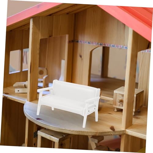 Toddmomy Maßstab Weißes Leder Mini Sofa Möbel für Puppenhaus Zubehör und Fotorequisite von Toddmomy