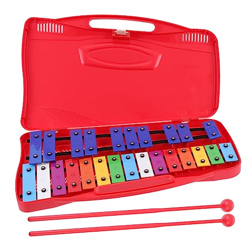 Toddmomy Metallophon Percussion Buntes Aluminium Klangplatten Musikinstrument Lernspielzeug für Musikalisches Schlagpiano Rot Pädagogisch Fördernd von Toddmomy