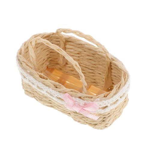 Toddmomy Mini Blumenkorb für Puppenhaus Niedlicher Handkorb mit Blumendekor Perfektes Zubehör für Miniaturhäuser und Kreative Deko von Toddmomy