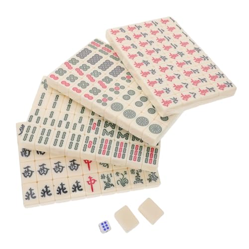Toddmomy Mini Chinese Mahjong Set Kompaktes Tragbares Mahjong Spiel für Senioren und Reisen Gravierte Melamin-Steine Platzsparend für Wohnheim Familienfeiern und Outdoor-spaß von Toddmomy