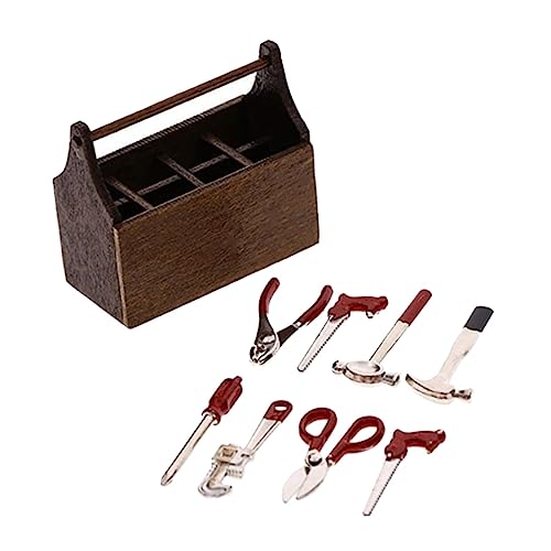 Toddmomy Mini Haus Reparaturset aus Holz und Legierung Miniatur Werkzeugbox für Puppenhaus Dekoration Leichtes Mini Werkzeugset Lebensechte Miniatur Zubehör von Toddmomy