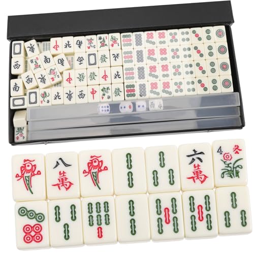 Toddmomy Mini Mahjong Set Tragbares Chinesisches Mahjong Spiel mit U förmigem Lineal Solide Geschnitzte Gelbliche Spielsteine Kompaktes Reise spielset für Freunde Party und Freizeitspaß von Toddmomy