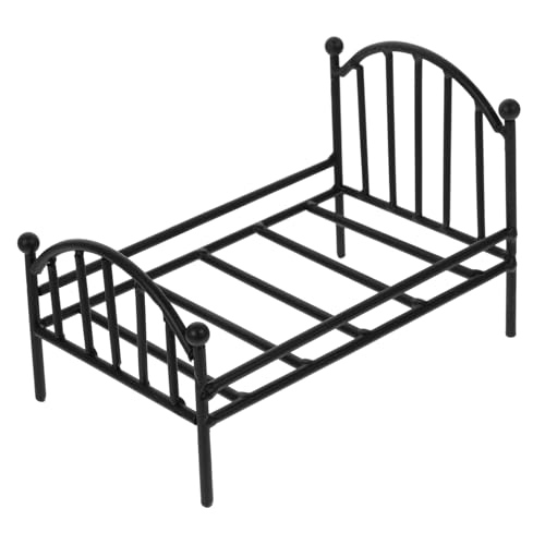 Toddmomy Mini Metallbett für Puppenhaus für Schlafzimmeraccessoires Miniatur Möbel Dekoration Hochwertiges für Kinderzimmer und Spielzeugzimmer von Toddmomy