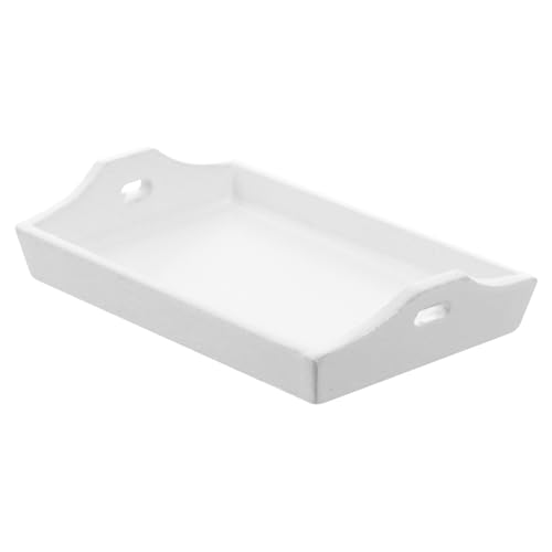 Toddmomy Mini-Möbel Requisiten für das Layout der Mini-Hausszene winziges Tablettmodell Mini-Speisetablett Dekoration der Küchenszene Mini- -Dekore hölzern Weiß von Toddmomy
