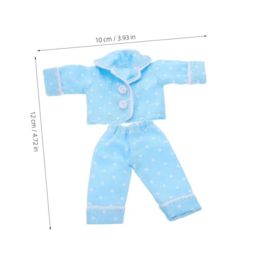 Toddmomy Mini Puppen Schlafanzug mit Schlafmaske Baumwoll Pyjamas für Bjd Puppen Süße und Langlebige Puppenkleidung für Rollenspiele Modische Outfits in Blau weiß Gepunktet von Toddmomy