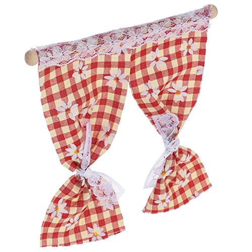 Toddmomy Mini Puppenhaus Vorhang Rot Miniatur Fenster Gardinen Zubehör für Tiny House Kleine Haus Dekoration Leichtes Miniaturmodell für Puppenhaus Szenen und Fotorequisiten von Toddmomy