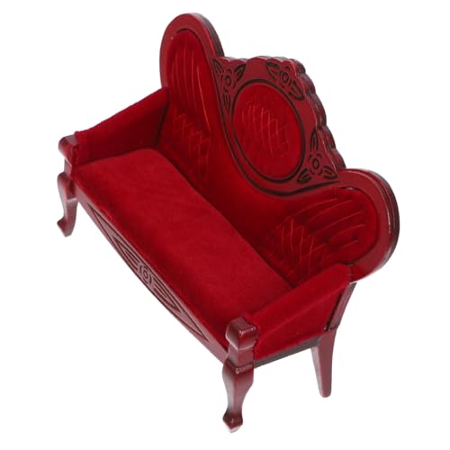 Toddmomy Mini-Sofa-Ornament Puppenhausmöbel klein Mini- Miniaturen modern winziges Sofadekor entzückende Puppenmöbel praktisches Mini-Sofa Miniatur-Sofa-Modell Holz rot von Toddmomy
