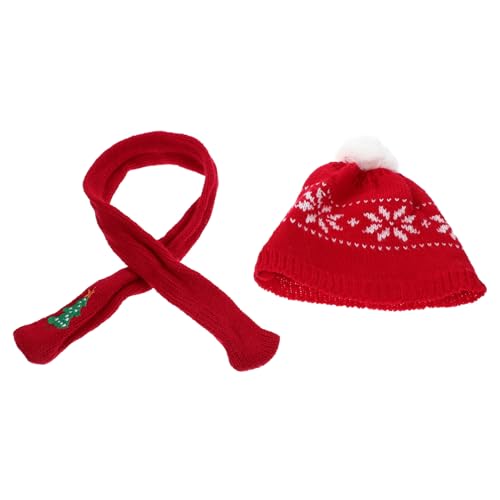 Toddmomy Mini Strickmützen und Schal für Weihnachtsdekoration Schneemannmütze und Roter Weihnachtsbaum Schal für DIY Bastelbedarf Puppen und Weinflaschen Deko von Toddmomy