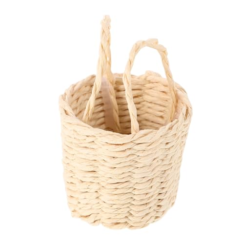 Toddmomy Mini-aufbewahrung Skorb Puppenhauszubehör Puppenhaus-obstkorb Miniaturkorb Mit Griff Puppenhaus-eierkorb Puppenhaus Wäschekorb Einkaufskorb Vortäuschen Kleiner Korb Bast Beige von Toddmomy