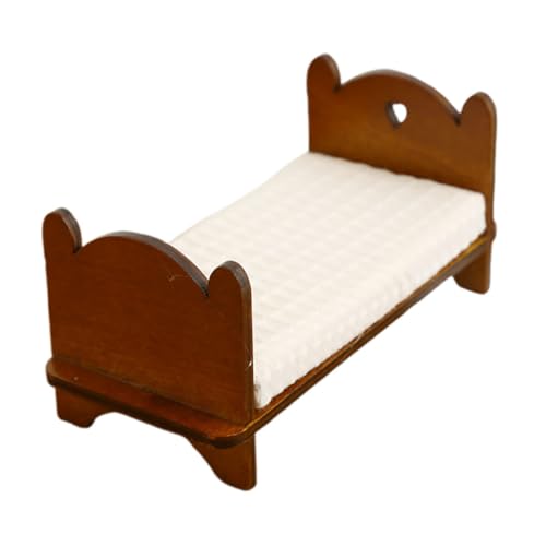 Toddmomy Mini-einzelbett Puppenhausbett Puppenhaus-schlafzimmermöbel Puppenstubenmöbel Coffee Holz von Toddmomy